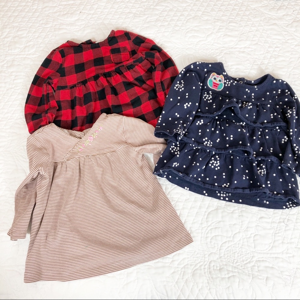 18M - 3 long sleeve dresses / tunics, all Carter’s